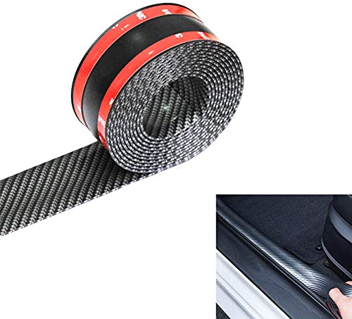 BoYeeBo Universale Fibra di Carbonio Protezione per Porte d'ingresso dell'auto, Adesivo Autoadesivo sul davanzale della portiera dell'auto per Camion SUV Auto (Nero, 3×250 cm / 1,2×98,4 Pollici)