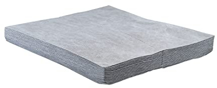 Maintenance Absorbent Pads - Absorb Oil, Water, Coolants, For General Use - Spill Control Sheets - 50cm x 40cm, 20 Sheets, Sonic Bonded Core with Spun Bound Top Layer, Grey - Indoor/Outdoor Use