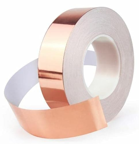 Ruban adhésif conducteur en cuivre 20 m x 50 mm pour protection des plantes, blindage EMI, arts et travaux manuels Ruban en feuille de cuivre pour guitare et bijoux, circuits, circuit imprimé