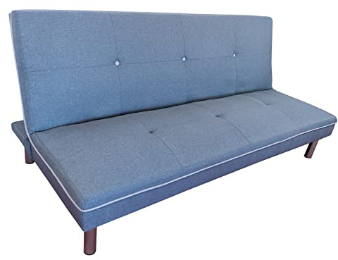 MUEBLIX.COM | Sofa Cama Salduero 3 Plazas | Sillón Cama | Cama Sofa | Sofa Cama Apertura Click Clack | Tapizado en Tela | Sofa de Diseño | Color Gris