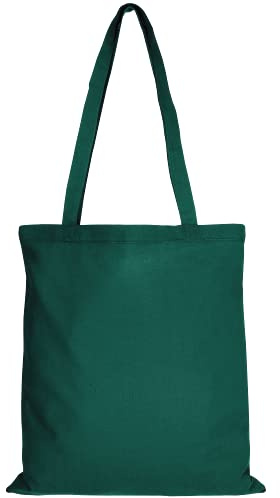 TEXXILLA 10er | 25er | 100er Pack Baumwolltasche - 28 Farben | mit Zwei Langen Henkeln | 38x42cm | Jutebeutel | Einkaufstasche | unbedruckt, Farbe:waldgrün, Größe:10 Stück