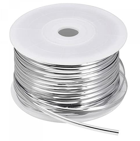 sourcing map Foil Kabelbinder 100 Yard Plastik Verschluss für Binden Brot Kekse Silberton