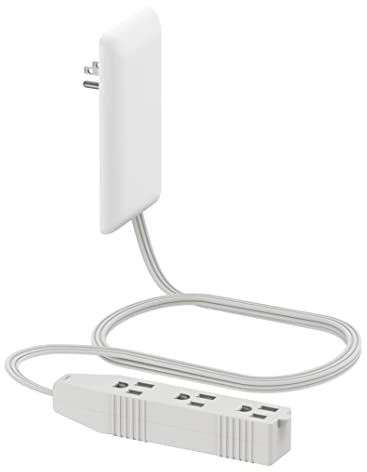 LIDER Flat-Face Outlet Extender with 3 Receptacles, Ultra-Thin Wall Plate Plug with Cord Extender and 3-Outlet Power Strip, 3ft Cord, LWE3-315-W, ETL Listed, Thermoplastic, Matte White, 1-Pack