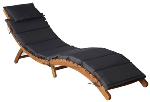 vidaXL Chaise Longue avec Coussins Gris foncé Bois Massif Acacia, fainéant, transat, lit de détente, Bain de Soleil, lit de Bronzage