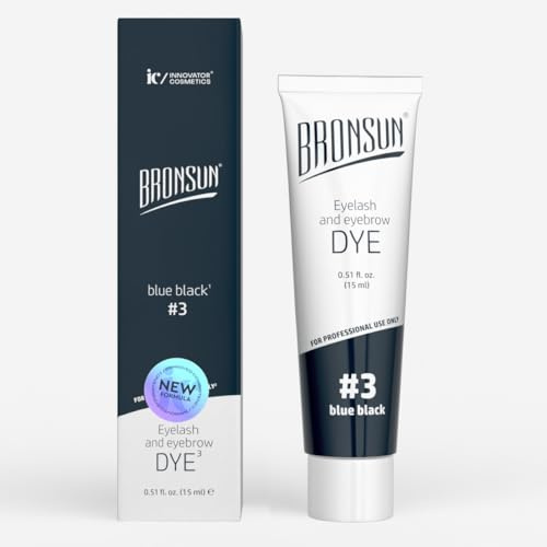 Wimpern- und Augenbrauenfarbe BRONSUN® | Extra haltbare Gel-Farbe | Lang anhaltend | Hochpigmentierte Farbe | Ammoniakfreie Formel | Breites Farbspektrum BRONSUN® (Blue Black №3)