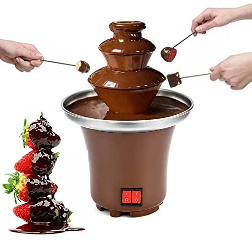OQHAIR Machine à Fontaine à Chocolat - Cascade à Fondue au Chocolat en Acier Inoxydable à 3 Niveaux, Tour de Fonte de Chocolat de Grande capacité pour Fromage au Beurre de Bonbons