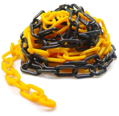 BOQIIKAR Plastic Chain Barrier Safety Plastic Chain 5 Meters 6mm x 5m High Visible Plastic Link Chain for Warning Safety Parking Space, Transportation Facility, Crowd Control, Traffic, Queuing Line