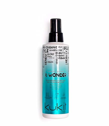 Kukit Hair - Tratamiento K-Wonder Reparación y Nutrición para el Cabello, Protector Térmico Cabello + Protector Solar Rayos UV + Protector del Color + Desenredante, Vegano y sin Parabenos (200 ml)