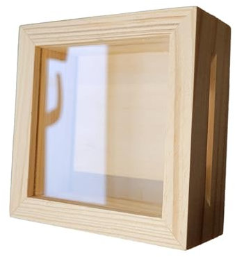 Wooden World - Tirelire en Bois Banque à Cadre en Bois avec vitre Frontale idéale pour Le découpage et la pyrographie