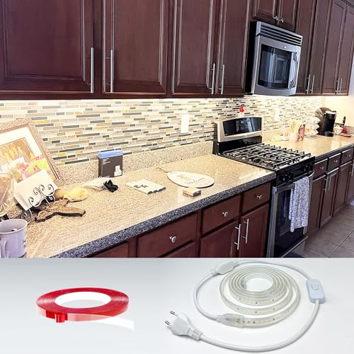 Q.Laomi LED Strip 3M, Super Hell LED Streifen 220V 230V Direktanschluss, Wasserdicht IP65 LED Leiste mit Schalter, 3000K Warmweiss Lichtleiste für Küche, Badezimmer, Werkbank, LED Band Warmweiß