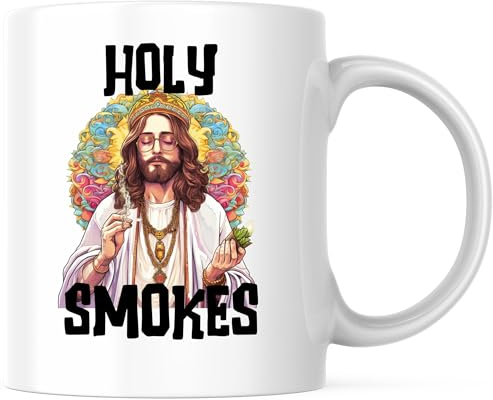 Bliss Monkey Co. Holy Smokes BMCM00292 Kaffeetasse, 325 ml, weiße Innenseite und Griff, hochwertige Keramik, Weiß