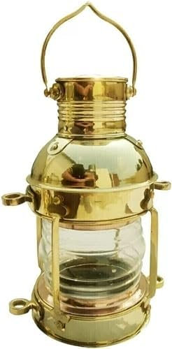 Lanterna Ottone Nave Lampada Olio Nautico Marittimo Barca Antica Luce Ancora Vintage