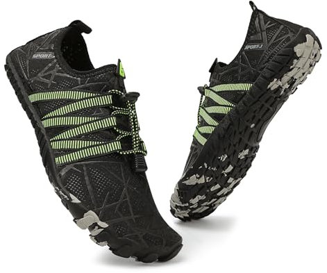 AUXDIQ Schwimmschuhe Badeschuhe Aquaschuhe Surfschuhe Wasserschuhe Strandschuhe Barfuß Schnell Trocknend für Damen Herren Schwarz, 46 EU