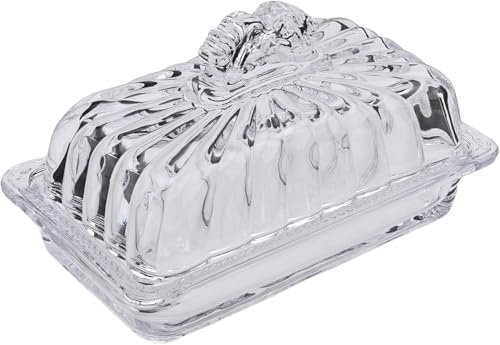 PEPAXON Klar Butterdose aus Glas mit Deckel Butterbehälter | Transparenter