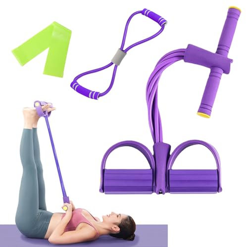 JDCMEI Entrenador Abdominal, Equipo de Entrenamiento de Abdominales, 6 Tubos Cuerda Elástica de Tracción con Banda de Resistencia de Figura 8 y Banda Elástica para Fitness, Adelgazamiento, Yoga