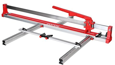 ROJOO Coupe-carreaux manuel en céramique 1200 mm avec guide coulissant, base en aluminium robuste, échelle de mesure réglable, rouge et argent R2823T120