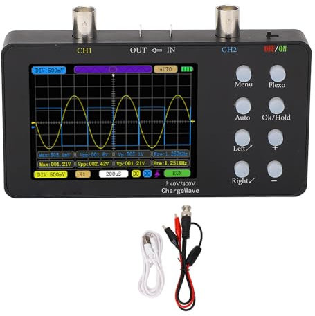 Portable Digital Oscilloscope 2 Channels 50M Sampling Rate – Handheld Tablet Oscilloscope with 3.2 LCD, 20K Storage Depth, 12 Parameter Display for Electronics & Automotive