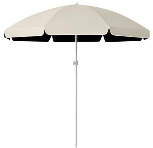 XQJLBZA Parasol de Jardin D'extérieur Ø180/220/240/260 CM, Parasol de Plage Rond Inclinable avec Protection UV 50+ et Etanche pour Balcon, Piscine, Marché(Beige,180 CM/6.0 FT)