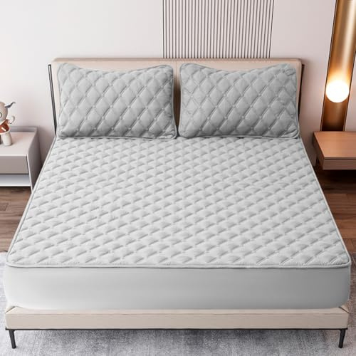 Mattress Protector - Wasserdichter Matratzenschoner 90 x 200,Breathable Spannbettlaken 90x200cm,Wasserdicht Matratzenbezug,Washable Tagesbett Fitted Sheets Grau
