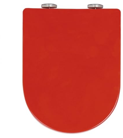 Siège de Toilette en Forme de D à Fermeture Douce avec charnières réglables en Acier Inoxydable à dégagement Rapide, Vert (Rouge)