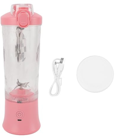 Blender Portable USB 600ml 150W 18000RPM avec Batterie 4000mAh - Mixage Rapide et Lid Étanche - Mini Blender Rechargeable pour Smoothies et Shakes (Rosa)