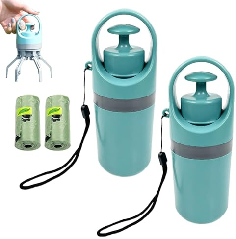 Hundekotgreifer mit Beutels für Unterwegs - 2er-Set Tragbare Hundekotschaufel | Berührungsfrei Pooper Scooper | Sanitär Hundekotsammler Obermaterial | Einfache Aufsammeln von Hundekot für Spaziergänge