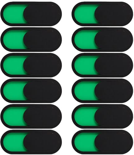 Generic Copertura per webcam in acrilico per privacy, 100 pollici (4 cm), indicatore di stato scorrevole verde/rosso, compatibile con PC, laptop, tablet, facile installazione, set da 12 pezzi