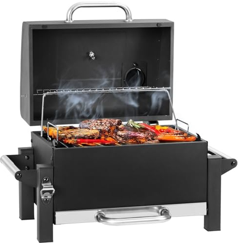 Barbacoa de camping plegable, barbacoa de carbón vegetal portátil, barbacoa de mesa para cocina de camping y exterior, mini barbacoa de carbón plegable con parrilla, ideal para barbacoa, viajes