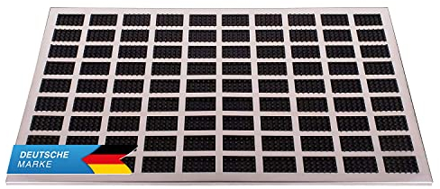 GOODS+GADGETS Luxus Fußmatte in Edelstahl-Optik aus Aluminium mit Gummieinlagen Eingangsmatte Fußabtreter 60x40cm