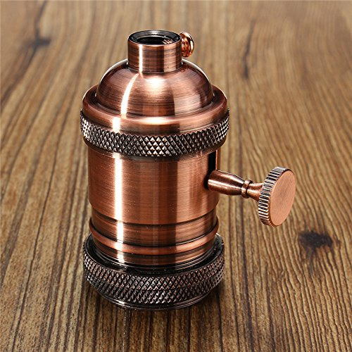 MASUNN E26/E27 Retro Vintage Edison Industrial Bombilla De Luz Titular De La Lámpara con Switch-Bronce Rojo