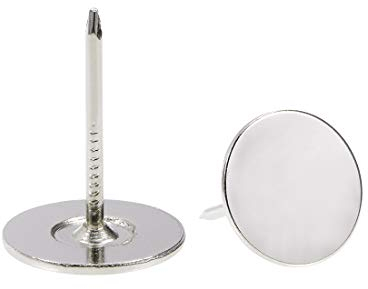 sourcing map Tapicería Clavos Tachuelas 19mmx25mm Plana Cabeza Muebles Clavos Plateado Tono para Muebles Sofá Cabeceros, 25 Piezas