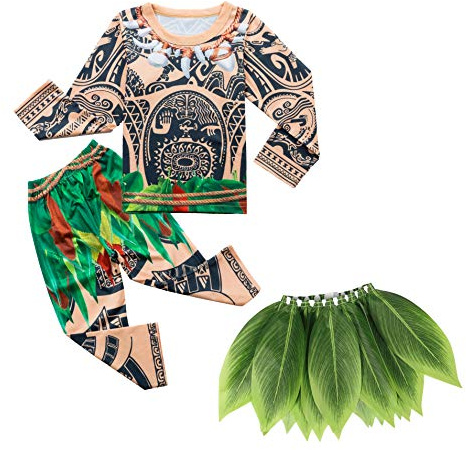 AmzBarley Hawaiian Costume Kids Boys Tattoo Fancy Dress Halloween World Book Day Party Dressing up Clothes Long Sleeve Outfits Age 2 3 Years 100
