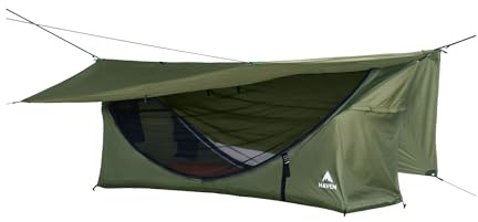 Haven Tent Original Lay-Flat Hammock Tent (Forest Green) – Comfortable Waterproof Camping Hammock with Mosquito Net – Includes Insulated Sleeping Pad & Rainfly
