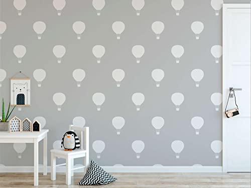 New Walls Vliestapete Kinderzimmer grau creme mit Heißluftballons – 10,05 x 0,53 m