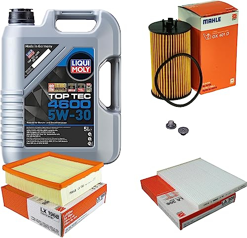 Inspektionspaket Wartungspaket Filterset mit 5 L Motoröl Top Tec 4600 5W-30, Ölfilter, Luftfilter, Innenraumfilter, Verschlussschraube