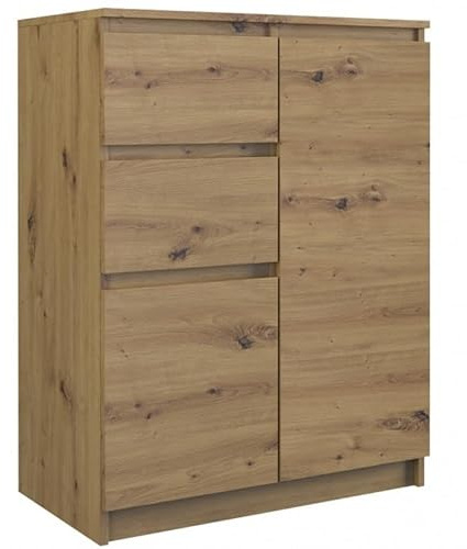 CDF Kommode Artisan 2 Türen 2 Schubladen Komode & Sideboards Schmal Schubladenkommode Sideboard 97 cm Hoch Wohnzimmer Komodenschrank 40x70x97 für Schlafzimmer Arbeitszimmer Flur Schubladenschrank