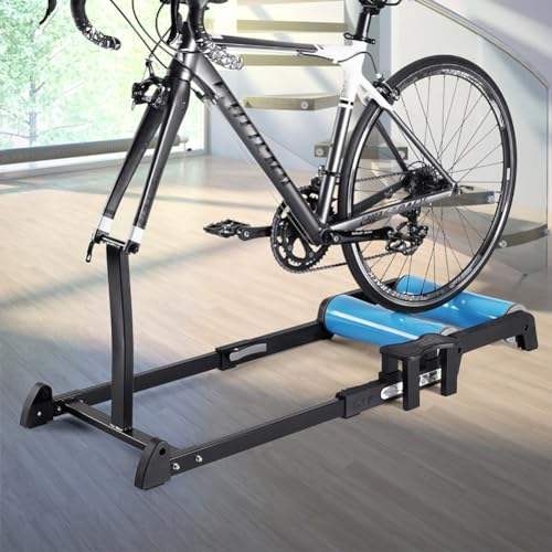 MegLob Klapperbike-Roller-Trainer, Fahrradtrainer Für Bewegungspflege, Faltbare Fahrradwalze Für 24 -29 Mountainbike Und 700 ° C-Straßenrad, Innenrad-Fahrradtrainer Stand-Trainingsstation