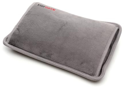 StayWarm Rechargeable Electric Fleece Hot Water Bottle, Bed/Hand Warmer/Heat Pad, 5 Hours use, Soothing, Relaxing Targeted Heat Therapy - Grey - F2881GR