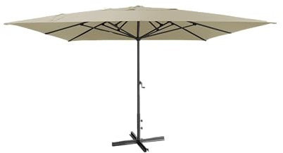 METRO Professional Sombrilla de terraza, aluminio/poliéster, 4 x 4 m, apertura por manivela, repelente al agua, protección UV, humus/gris