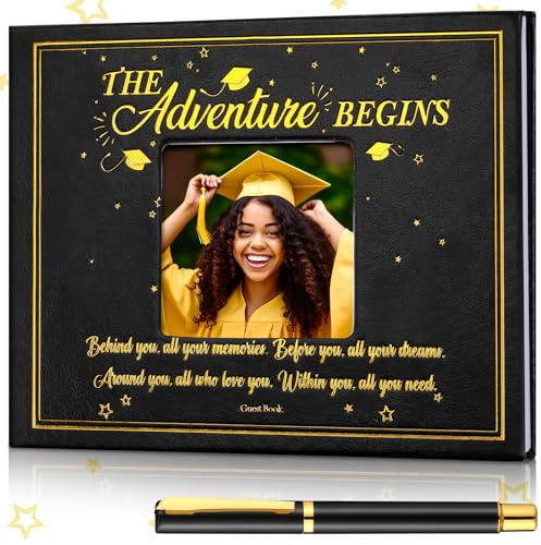 Geyoga 2026 Graduation Guest Book with Pen Class of 2026 Graduation Guest Sign in Book Senior Memory Scrapbook for Seniors Night Gifts College Party Gifts, 6 x 8 Inch(Congratulations,Black)