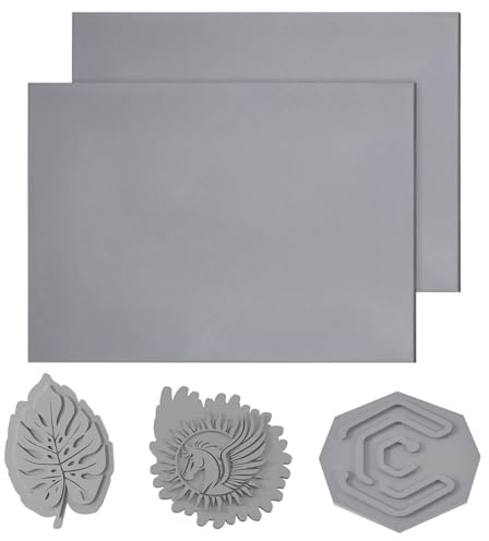 Creatorally 2 Fogli Foglio per Timbri in Gomma per Incisione Laser, A4 31 * 22CM Gomma Grigia Cuscinetto Morbido per Inchiostro per Timbri, Blocchi per Intaglio Artigianale Fatti a Mano Spessi 2,3 mm
