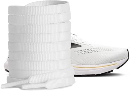 UamGlsob Lacci sottili da 6 mm per scarpe da corsa Brooks Ghost, Stringhe di ricambio piatti a strisce per sneakers da ginnastica (White, 47Inch/120cm)