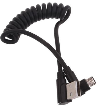 Mllepjdh Flexible 60W Fast Charging Cable USB A to Micro USB Extension Cord Spring Coiled Charger Wire 480Mbps Data Cord 20-50cm USB Cable