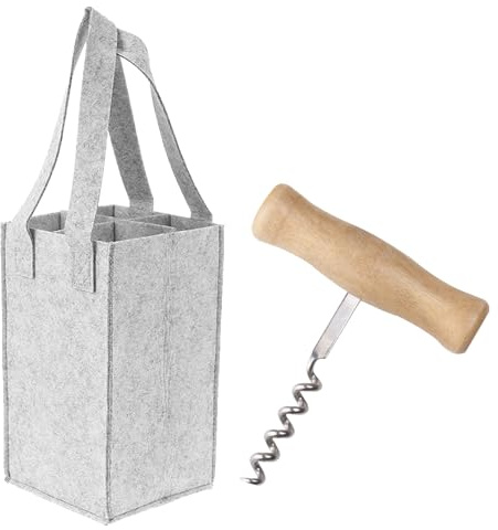 GNAUMORE Filztasche Flaschenträger mit 4 Flaschentrennern - Hellgrau Wiederverwendbare Flaschentasche und Flaschenkorb
