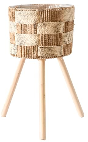 WZTHLF Flower Plant Pots Indoor,Rattans Indoor Plant Stand Handwoven Flowerpots Stool with Legs Floor Planter Basket Rack Plant Shelf for Garden Outdoor(Large string flower)
