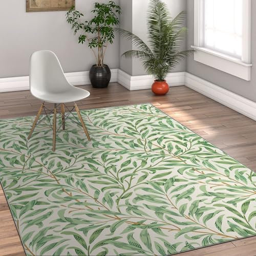 Grüne Pflanzen Innenteppiche für den Eingangsbereich Üppige Blätter Boho-Teppiche Moderne entspannende Schlafzimmerbereich Teppich Nicht haaren Leicht zu reinigen Esszimmerteppich 120x170cm