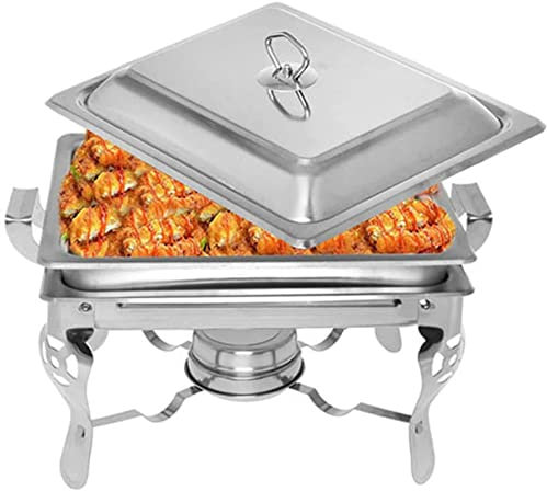 4.5L Chafing Dishes Set Buffet, 1/2/3/4/5/6 Packs Stainless Steel Food Warmers Server with Food Pan, Water Pan, Lid and Fuel Holder, for Parties, Weddings and Events,6 Pack,1Pack