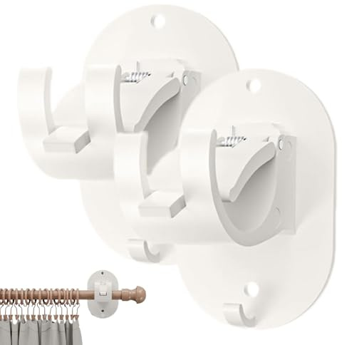 Soportes para barra de cortina, 2 unidades, resistentes, ganchos autoadhesivos sin necesidad de taladrar, fácil instalación sin herramientas para cortinas de baño y cocina, barra transversal