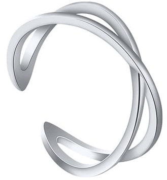 Whoiy Verlobungsring Damen Weißgold mit Ohne Steine Offen, Hochzeit Ringe 14k Echt Gold 585 Eheringe Kreuz für Frauen Größe 48 (15.3)