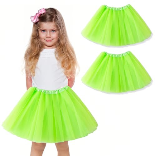 WKRTDY Tutu-Rock, Ballett Tanzröcke, Partyrock für Mädchen, Tüll-Kostüm für Tanzpartys, Tüllrock Ballettrock Petticoat Ballettkleid (Fruchtgrün, 3 Lagen)